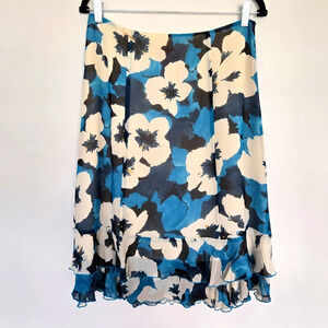 Oscar de la Renta Floral Silk Mini Skirt Women's 6 Y2K 90s Vtg Feminine Coquette